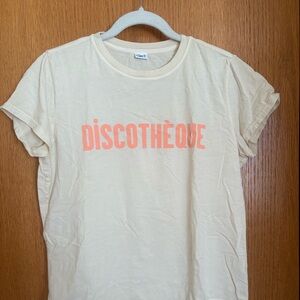 Clare V. Cream T-Shirt with Coral 'Discotheque'